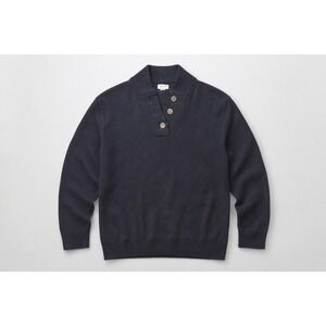 Tommy John Mens Navy Blue Textured Knit Shawl Collar Button Neck Sweater 2XL 2TG